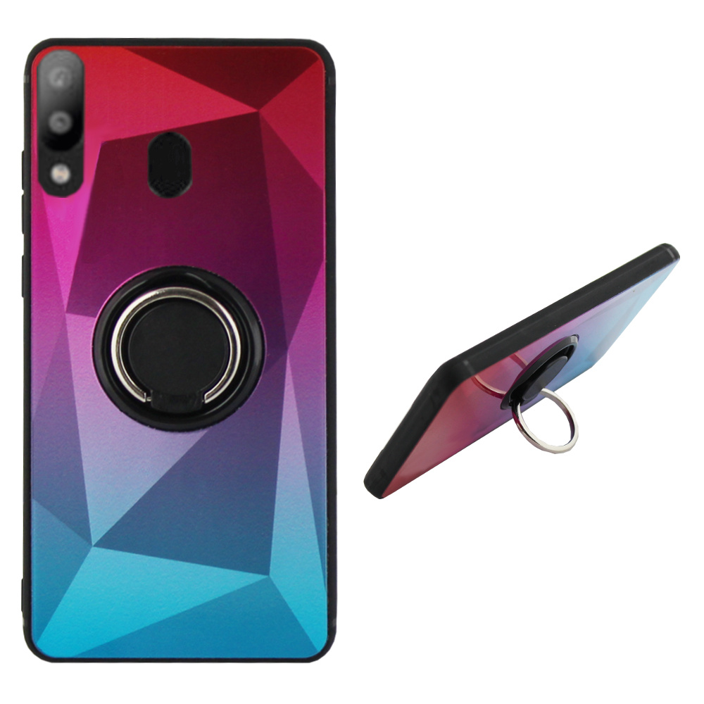 Kamer plotseling Savant BackCover Ring Aurora voor Samsung A20/A30 Roze+Blauw - MC-Phone